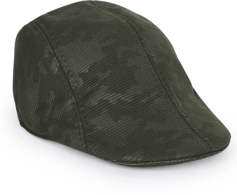 Ray of light olive textured flat cap view 1