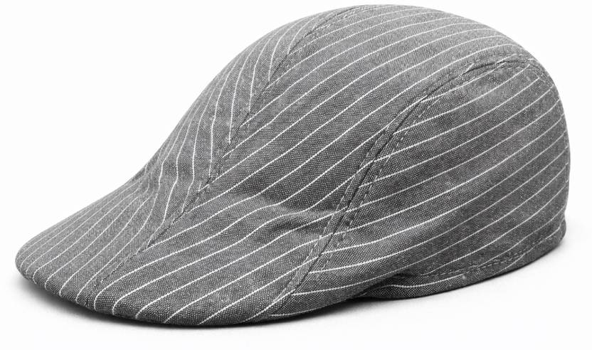 Ray of light grey pinstripe flat cap view 1