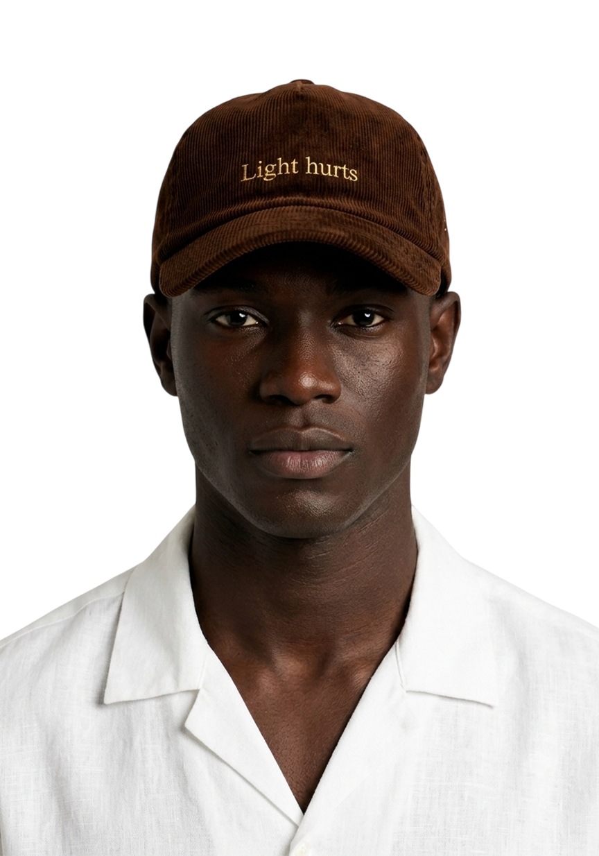 Ray of Light Light Hurts corduroy cap in Brown - model view