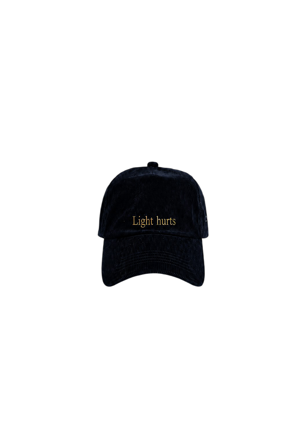 Ray of Light Light Hurts corduroy cap in Navy Blue - front view