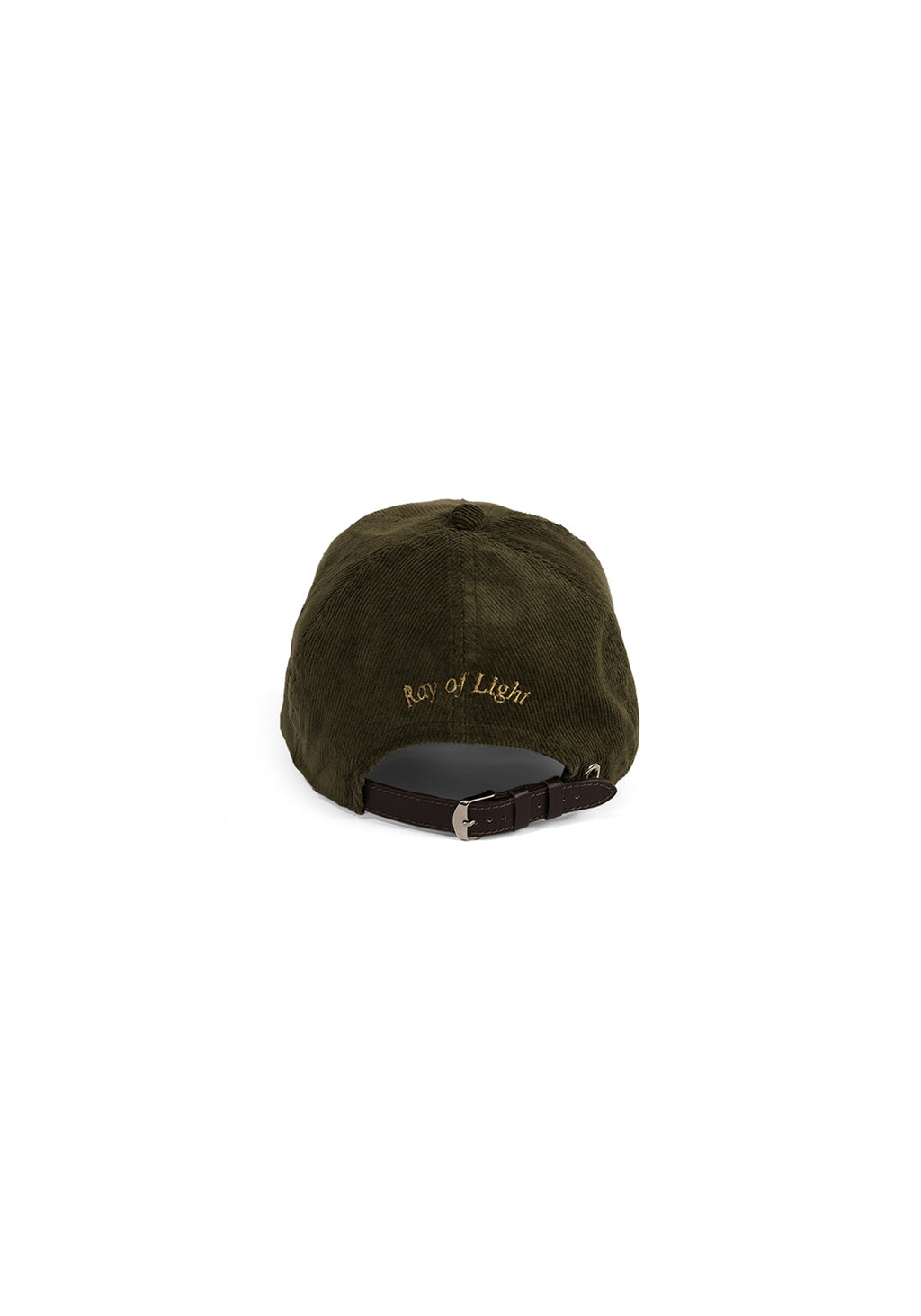 Ray of Light Light Hurts corduroy cap in Olive Green - back view