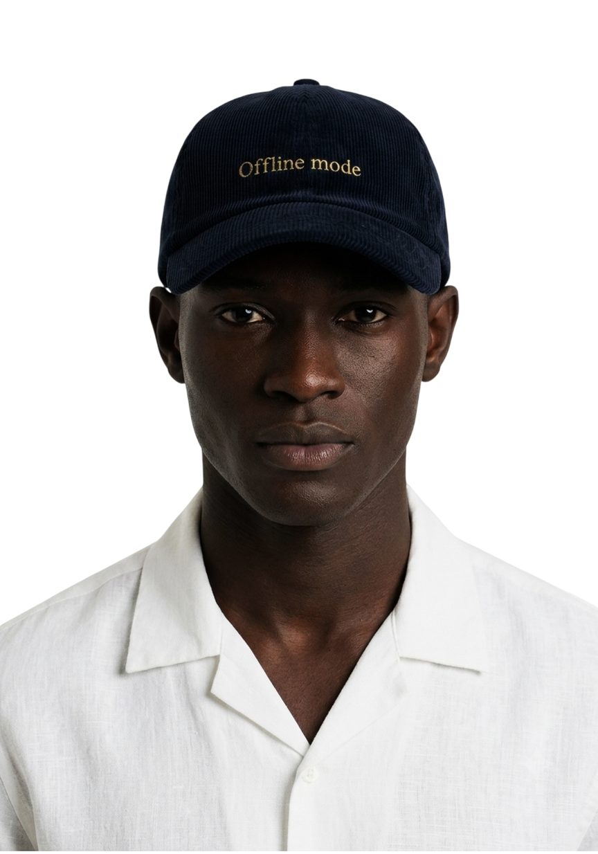 Ray of Light Offline Mode corduroy cap in Navy Blue - model view
