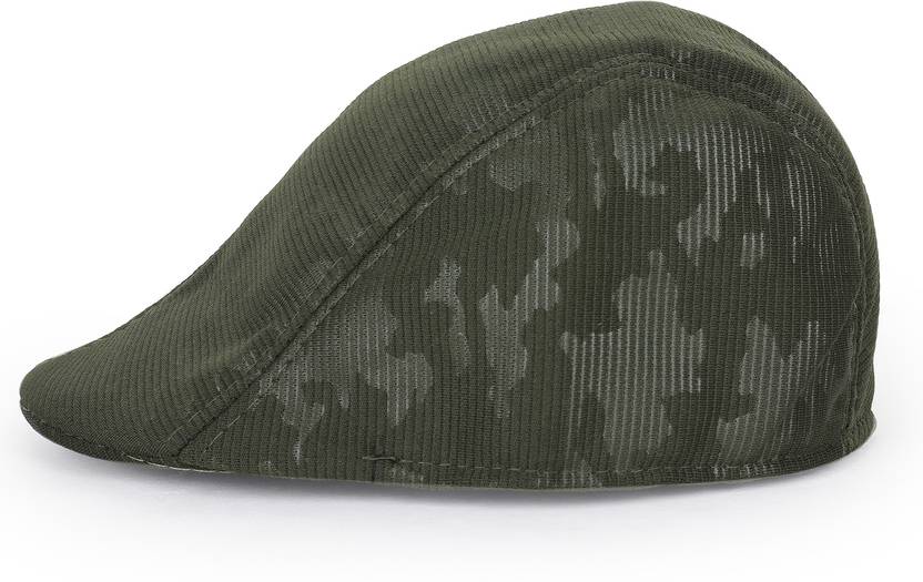 Ray of light olive textured flat cap view 3