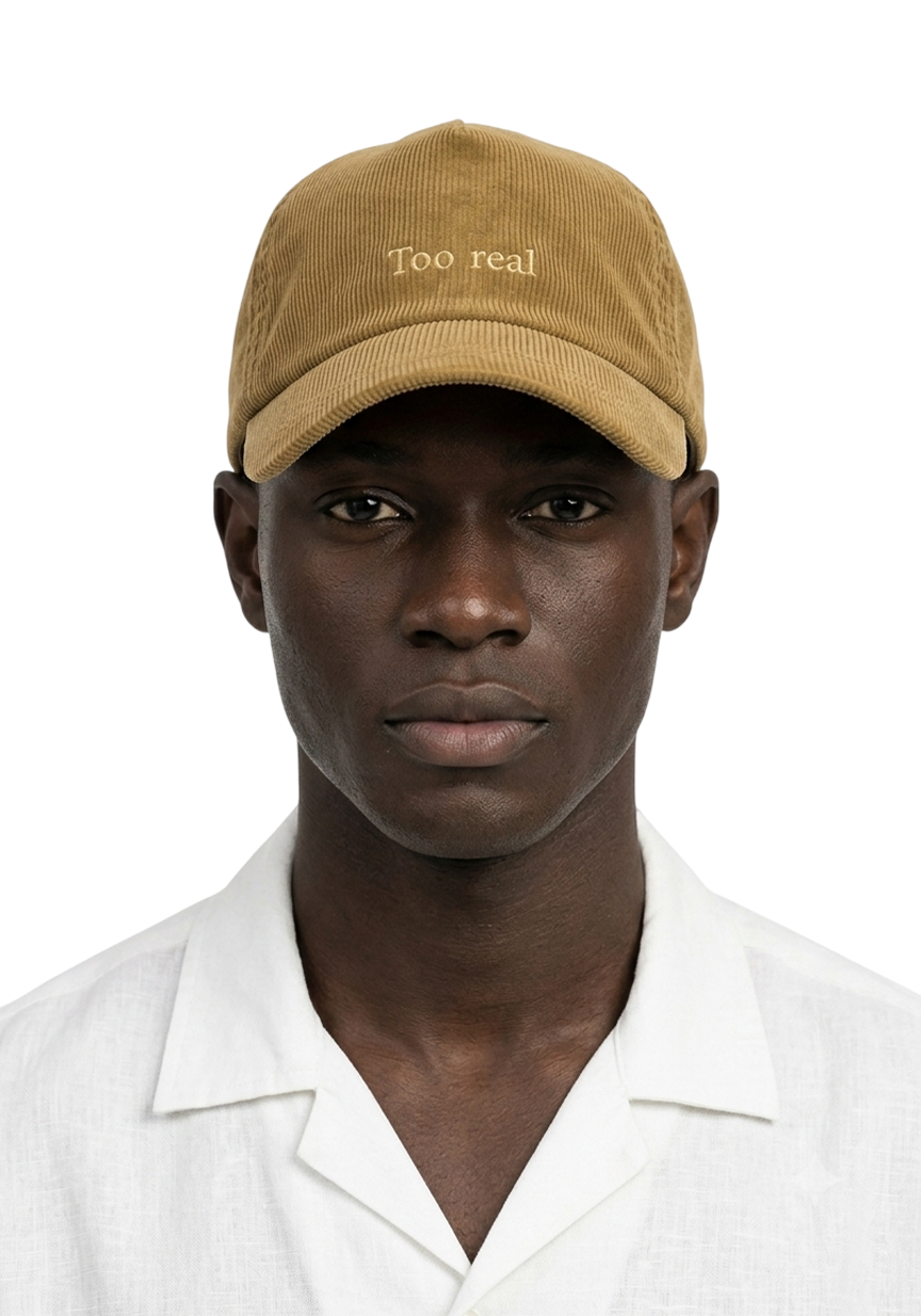 Ray of Light Too Real corduroy cap in Beige - model view