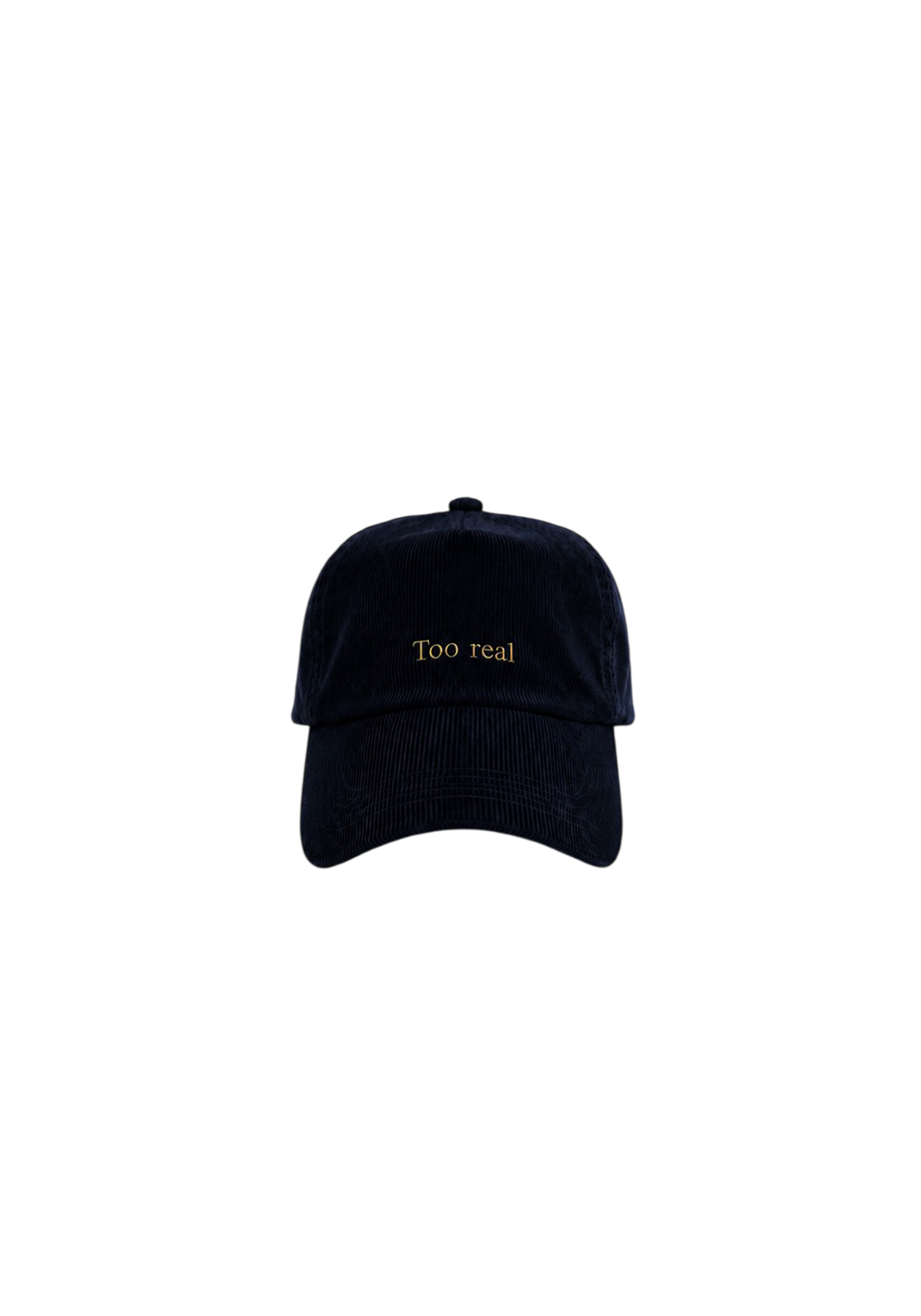 Ray of Light Too Real corduroy cap in Navy Blue - front view