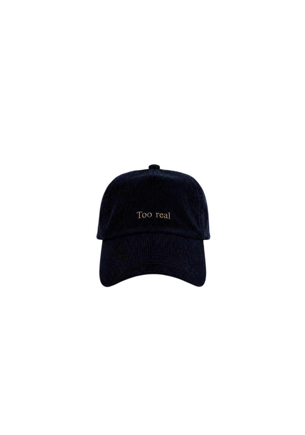 Ray of Light Too Real corduroy cap in Navy Blue - front view