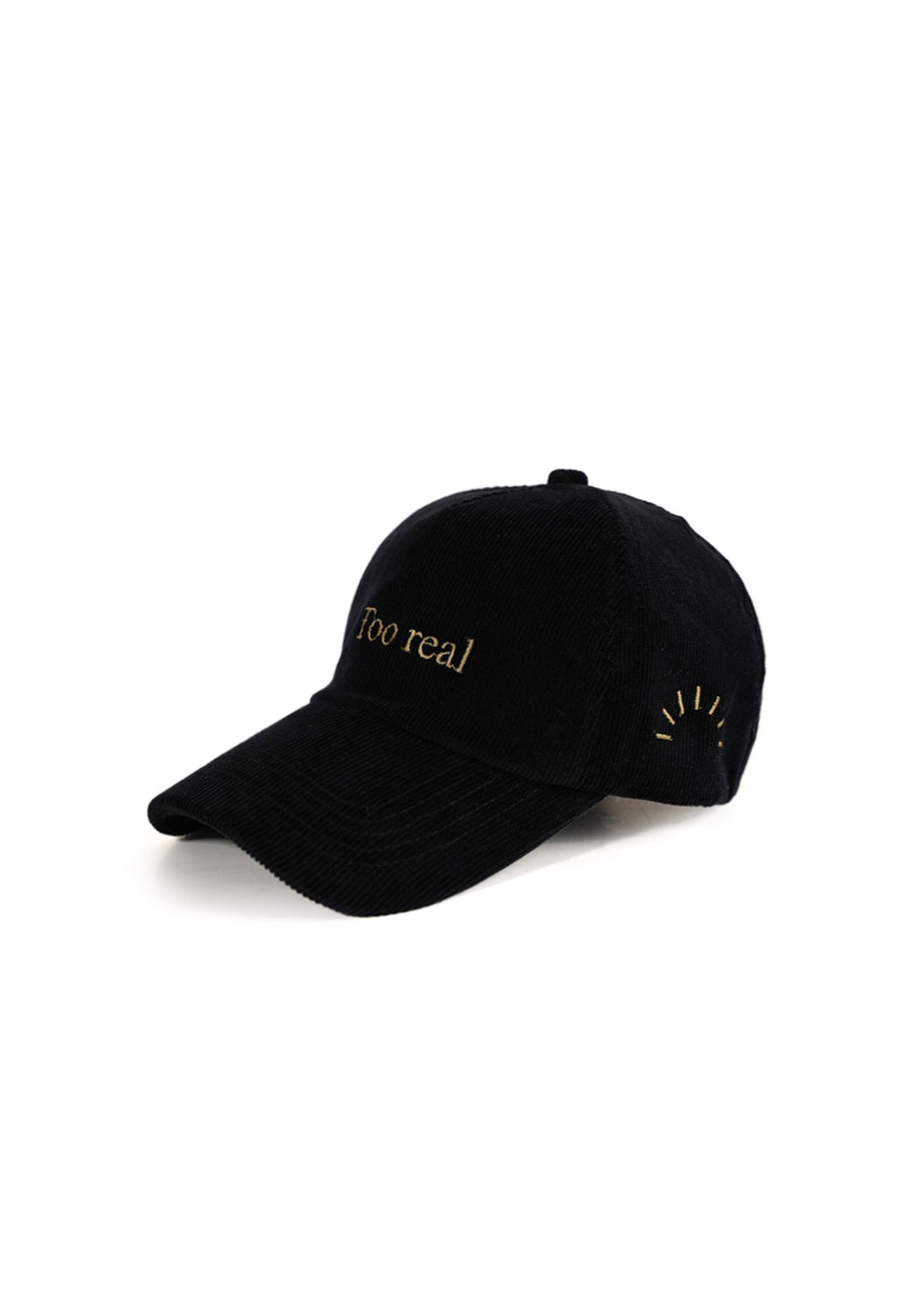 Ray of Light Too Real corduroy cap in Navy Blue - left view