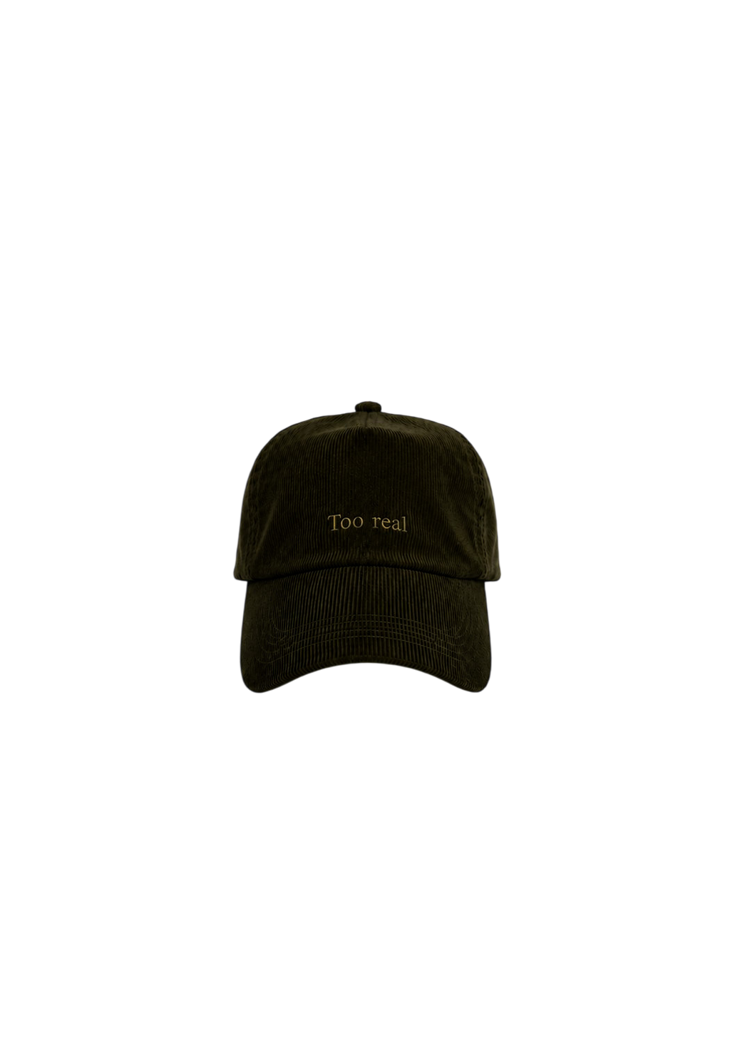 Ray of Light Too Real corduroy cap in Olive Green - front view