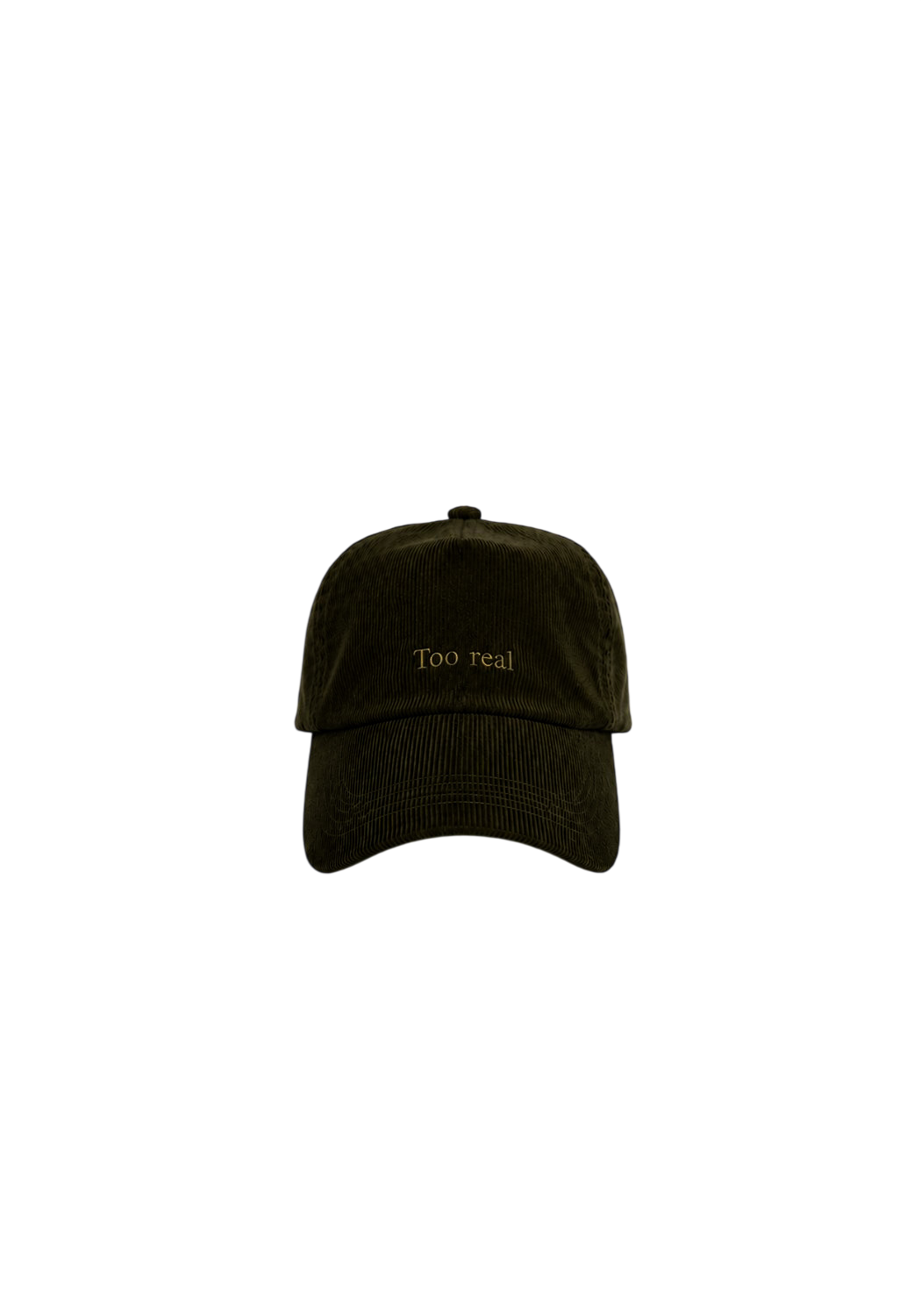 Ray of Light Too Real corduroy cap in Olive Green - front view