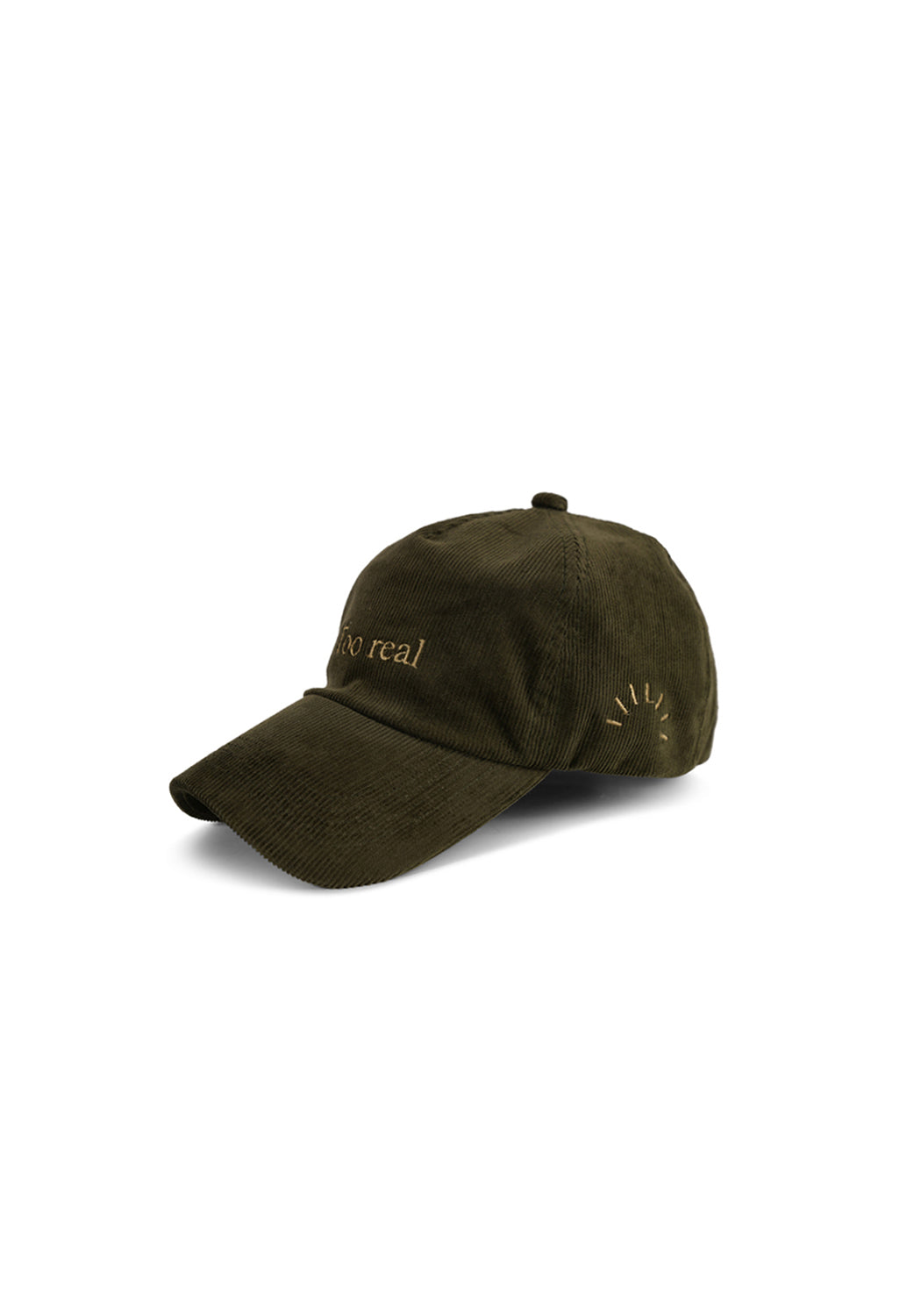Ray of Light Too Real corduroy cap in Olive Green - left view