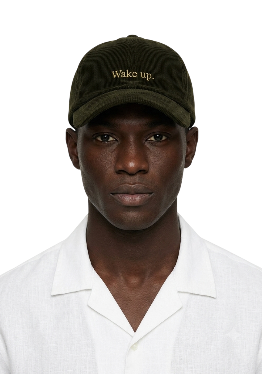 Ray of Light Wake Up corduroy cap in Olive Green - model view