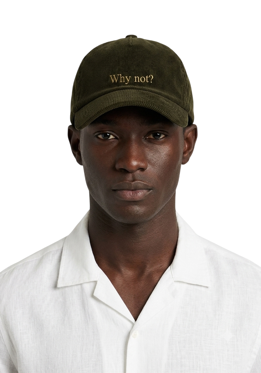 Ray of Light Why Not corduroy cap in Olive Green - model view